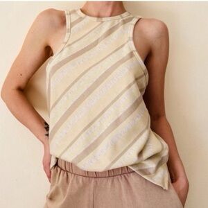 Free People Ivory Combo Sidelines Tank Top
